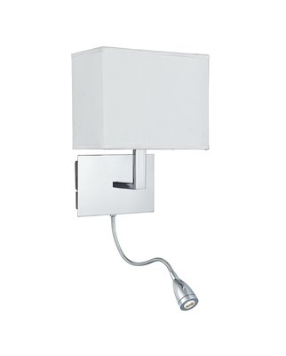 Chrom Wandleuchte LED Leselampe Stoffschirm - Wall Lights